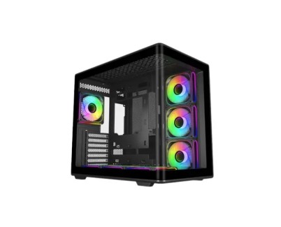 Cooler Master Elite 600 Caja Semitorre ATX/MicroATX/Mini-ITX - 4 Ventiladores 120mm RGB - Vista Panoramica - Doble Camara - Audio - 2xUSB-A - 1xUSB-C - 445x285x410mm - Color Negro