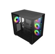Cooler Master Elite 681 Caja Semitorre ATX/MicroATX/Mini-ITX - 4 Ventiladores 120mm RGB - Vista Panoramica - Doble Camara - Audio - 2xUSB-A - 1xUSB-C - 520x344x440mm - Color Negro