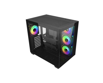 Cooler Master Elite 681 Caja Semitorre ATX/MicroATX/Mini-ITX - 4 Ventiladores 120mm RGB - Vista Panoramica - Doble Camara - Audio - 2xUSB-A - 1xUSB-C - 520x344x440mm - Color Negro