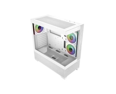 Cooler Master Elite 690 Wood Caja Semitorre ATX/MicroATX/Mini-ITX - 3 Ventiladores 120mm RGB - Vista Panoramica - Doble Camara - 2xUSB-A - 1xUSB-C - 434x218x454mm - Color Blanco