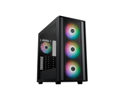 Cooler Master Masterbox 600 Caja Semitorre ATX/MicroATX/Mini-ITX - 3 Ventiladores 140mm RGB Frontales - 1 Ventilador 120mm RGB Trasero - Ventana Lateral - Rejilla Metal-Mesh - 230x481x474mm - Color Negro