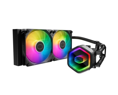 Cooler Master Masterliquid 240 Core II Lite ARGB Kit de Refrigeracion Liquida - Ventiladores Preinstalados - Tubos de 400mm - Iluminacion Espejo Infinito - Color Negro
