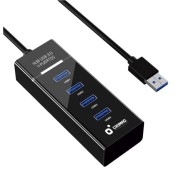 Cromad Cable USB 3.0 - Longitud 30cm - Velocidad de Transferencia 5 Gbps - 4 Puertos - No Requiere Instalacion - Compatible con Todos los Sistemas Operativos - Color Negro
