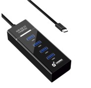 Cromad Cable USB Tipo C - Longitud 30cm - Velocidad de Transferencia 5Gbps - 4 Puertos USB 3.0 - No Requiere Instalacion - Compatible con Todos los Sistemas Operativos - Color Negro
