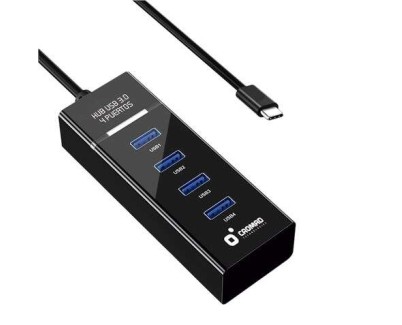 Cromad Cable USB Tipo C - Longitud 30cm - Velocidad de Transferencia 5Gbps - 4 Puertos USB 3.0 - No Requiere Instalacion - Compatible con Todos los Sistemas Operativos - Color Negro