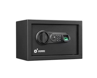 Cromad Caja Fuerte Electronica - Alto Nivel de Seguridad - De 4 a 8 Digitos - Huella Dactilar - Bisagras Ocultas - Incluye Llave de Emergencia - 200x310x200mm