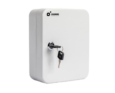 Cromad CR1227 Armario de Seguridad Para Llaves - Cerradura de Llave - 20 Ganchos Metalicos - Instalacion Mural Sencilla - Color Blanco