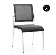 Cromad Design Pack de 4 Sillas - Asiento de Espuma - Respaldo de Malla - Ideal para uso Comercial - Apilables - Color Negro