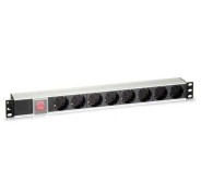 Cromad Regleta 8 Shuckos para Montaje en Rack 19\" 1U - Interruptor On/Off - Carcasa de Aluminio - Cable de 1.80m