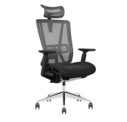 Cromad Senior SE1200 Silla de Oficina - Altura Ajustable con Elevador de Gas de Grado 4 - Reposacabezas, Reposabrazos 3D y Soporte Lumbar Ajustables - Respaldo de Malla - Ruedas de Nailon 360º - Color Negro