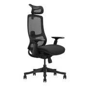 Cromad Senior SE1300 Silla de Oficina - Reposacabezas, Respaldo y Reposabrazos 3D Ajustables - Asiento con Espuma de Alta Calidad - Color Negro