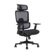 Cromad Senior SE1400 Silla de Oficina - Altura Ajustable con Elevador de Gas de Grado 4 - Reposacabezas y Respaldo Regulables - Soporte Lumbar - Ruedas de Nailon 360º - Color Negro