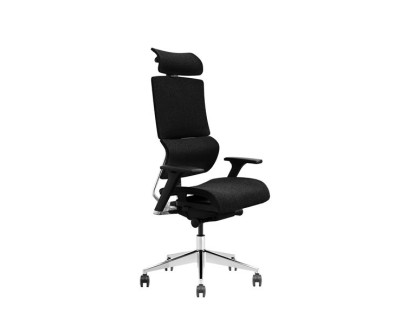 Cromad Senior SE1500 Silla de Oficina - Altura Ajustable con Elevador de Gas de Grado 4 - Reposacabezas y Respaldo Regulables - Soporte Lumbar - Ruedas de Nailon 360º - Color Negro