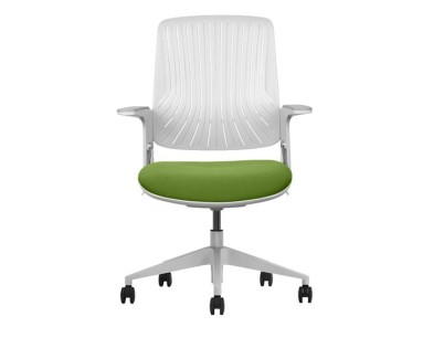 Cromad Senior SE1800 Silla de Oficina - Altura Ajustable con Elevador de Gas de Grado 4 - Respaldo de Material Antibacteriano El&aacute;stico - Ruedas de Nailon 360&ordm; - Color Verde/Blanco