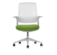 Cromad Senior SE1800 Silla de Oficina - Altura Ajustable con Elevador de Gas de Grado 4 - Respaldo de Material Antibacteriano Elástico - Ruedas de Nailon 360º - Color Verde/Blanco