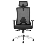 Cromad Senior SE8000 Silla de Oficina - Reposacabezas, Soporte Lumbar y Reposabrazos Ajustable - Asiento de Espuma de Alta Calidad - Reposacabezas y Respaldo de Malla - Color Negro