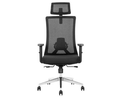 Cromad Senior SE8000 Silla de Oficina - Reposacabezas, Soporte Lumbar y Reposabrazos Ajustable - Asiento de Espuma de Alta Calidad - Reposacabezas y Respaldo de Malla - Color Negro