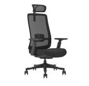 Cromad Senior SE9000 Silla de Oficina - Altura y Profundidad de Asiento Ajustable - Reposacabezas, Reposabrazos 3D y Soporte Lumbar Ajustables - Ruedas de Nailon 360º - Color Negro