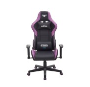 Cromad Serie Demon Lord Silla Gaming - Estructura Robusta - Piel Sintetica de Alta Calidad - Altura Regulable con Piston de Gas Clase 2 - Respaldo Reclinable - Cojin Lumbar y Cervical - Reposabrazos Regulables - Color Negro/Violeta