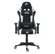 Cromad Serie Dragon Silla Gaming Premium - Altura Regulable con Piston de Gas Clase 2 - Reclinable hasta 180º - Cojines Lumbar y Cervical - Ruedas de Nailon de 60mm - Color Blanco/Negro
