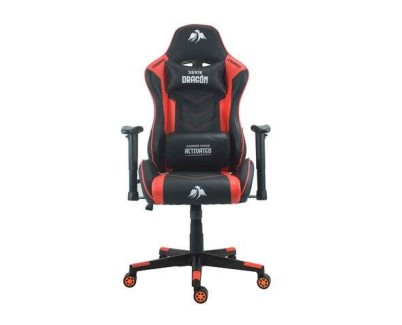 Cromad Serie Dragon Silla Gaming Premium - Altura Regulable con Piston de Gas Clase 2 - Reclinable hasta 180º - Cojines Lumbar y Cervical - Ruedas de Nailon de 60mm - Color Rojo/Negro