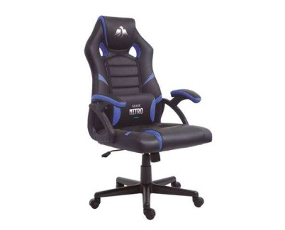 Cromad Serie Nitro Silla Gaming - Altura Regulable con Piston de Gas Clase 2 - Cojin Lumbar - Color Negro/Azul