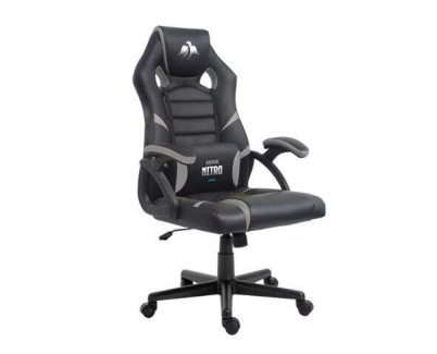 Cromad Serie Nitro Silla Gaming - Altura Regulable con Piston de Gas Clase 2 - Cojin Lumbar - Color Negro/Gris