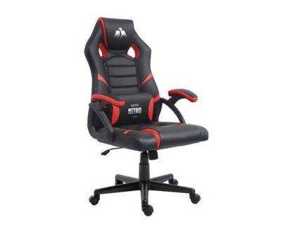 Cromad Serie Nitro Silla Gaming - Altura Regulable con Piston de Gas Clase 2 - Cojin Lumbar - Color Negro/Rojo