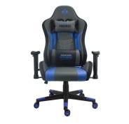 Cromad Serie Phoenix Silla Gaming - Altura Regulable con Piston de Gas Clase 2 - Reclinable hasta 180º - Cojines Lumbar y Cervical - Color Gris/Azul/Negro