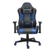 Cromad Serie Phoenix Silla Gaming - Altura Regulable con Piston de Gas Clase 2 - Reclinable hasta 180º - Cojines Lumbar y Cervical - Color Gris/Azul/Negro