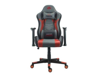 Cromad Serie Phoenix Silla Gaming - Altura Regulable con Piston de Gas Clase 2 - Reclinable hasta 180º - Cojines Lumbar y Cervical - Color Gris/Rojo/Negro