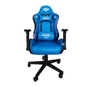 Cromad Serie Raptor Legendary Silla Gaming - Altura Regulable con Piston de Gas Clase 2 - Reclinable hasta 180º - Cojines Lumbar y Cervical - Ruedas de Nailon de 60mm - Iluminación RGB - Color Azul