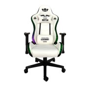 Cromad Serie Raptor Legendary Silla Gaming - Altura Regulable con Piston de Gas Clase 2 - Reclinable hasta 180º - Cojines Lumbar y Cervical - Ruedas de Nailon de 60mm - Iluminación RGB - Color Blanco