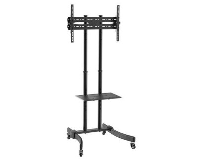 Cromad Soporte de Suelo con Ruedas para TV 37\"-70\" - Bloqueo de Ruedas - Bandeja Multiusos - Peso Max 40Kg - VESA 600X400mm
