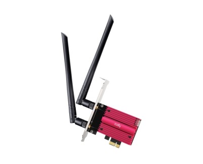 Cudy Adaptador de Red PCIe Tribanda WiFi 7 BE9300 - Bluetooth 5.4 - Disipador Termico - Color Negro/Rojo