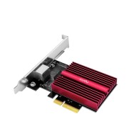 Cudy Adaptador de Red PCIe - Velocidad hasta 10 Gbps - Autoadaptativo - PCI Express 3.0 x4 - Color Negro/Rojo
