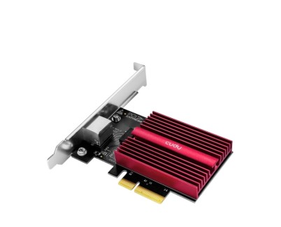 Cudy Adaptador de Red PCIe - Velocidad hasta 10 Gbps - Autoadaptativo - PCI Express 3.0 x4 - Color Negro/Rojo
