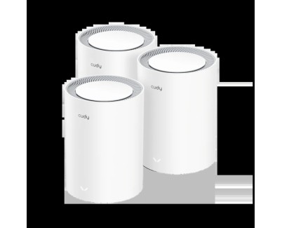 Cudy AX3000 Pack de 3 Sistemas WiFi 6 Mesh AX3000 2.5G Dual Band - Admite Ancho de Banda de 20/40/80/160MHz - 1x Puerto LAN 10/100/1000Mbps, 1x Puerto WAN 2.5Gbps - 5 Antenas Internas