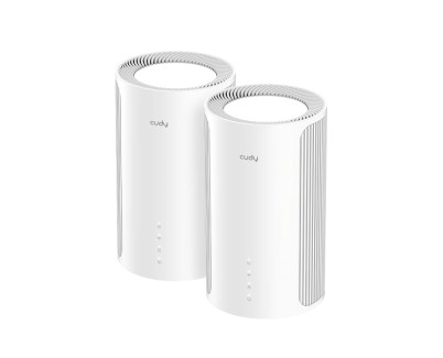 Cudy BE6500 Pack de 2 Sistemas WiFi 7 Mesh 2.5G - Servidor y Cliente VPN - Ethernet 2.5Gbps - Soporta hasta 200 Dispositivos - Control en la Nube con App - 116x202mm - Color Blanco