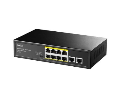 Cudy FS1010P Switch PoE+ de 8 Puertos 10/100M con 2 Puertos de Enlace Ascendente