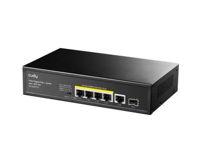 Cudy GS1005PTS1 Switch Gigabit PoE+ de 5 Puertos con 1 Puertos SFP