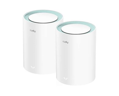 Cudy M1300 Pack de 2 Sistemas WiFi Mesh AC1200 Dual Band - 867Mbps en 5GHz, 300Mbps en 2,4GHz - 1x Puerto LAN 1000/100/10Mbps, 1x Puerto WAN 1000/100/10Mbps - 2 Antenas Internas