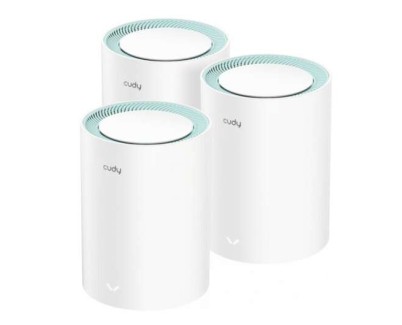 Cudy M1300 Pack de 3 Sistemas WiFi Mesh AC1200 Dual Band - 867Mbps en 5GHz, 300Mbps en 2,4GHz - 1x Puerto LAN 1000/100/10Mbps, 1x Puerto WAN 1000/100/10Mbps - 2 Antenas Internas