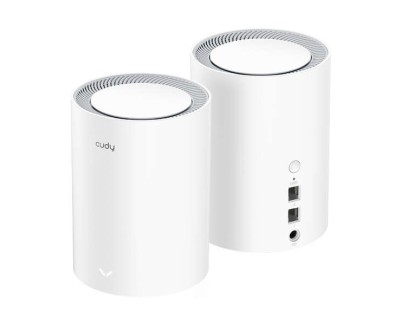 Cudy M1800 Pack de 2 Sistemas WiFi 6 Mesh AX1800 Dual Band - 1201Mbps en 5GHz, 574Mbps en 2,4GHz - 1x Puerto LAN 1000/100/10Mbps, 1x Puerto WAN 1000/100/10Mbps - 4 Antenas Internas