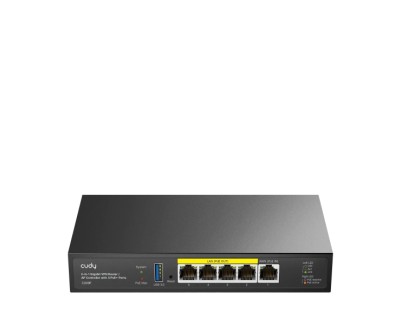 Cudy Router VPN - Ethernet 1Gbps - 4 Salidas GbE PoE - 60W - Administra hasta 200 Puntos de Acceso - USB 3.0 - Indicadores LED - Metal - 190x100x28mm - Color Negro