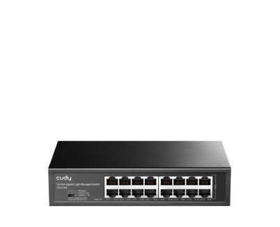 Cudy Switch Gigabit de 16 Puertos - Facil Administracion - Carcasa de Metal para Montaje en Rack - Plug and Play - Kit de Montaje en Rack Incluido - Color Negro
