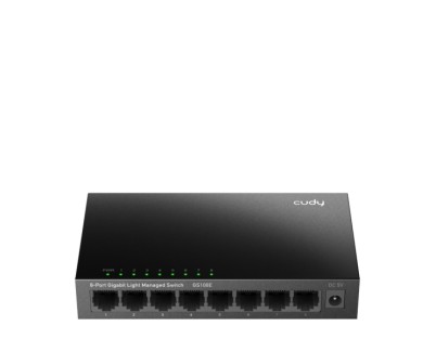Cudy Switch Gigabit de 8 Puertos - Facil Administracion - Velocidad hasta 1000Mbps - Plug and Play - Carcasa de Metal - Ahorro de Energia - Color Negro