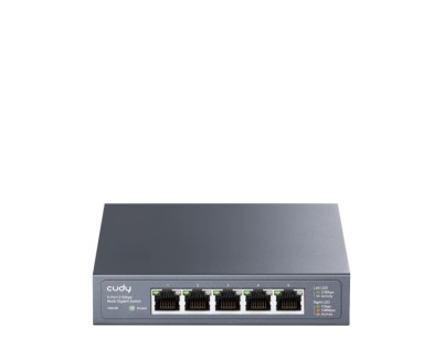 Cudy Switch No Administrado de 5 Puertos RJ45 - Capacidad Conmutacion 25Gbps - Indicadores LED - Funcion Vigilancia IGMP - Prevencion de Bucles - 119x85x28mm - Color Negro