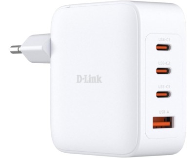 D-Link Cargador de Pared GaN de 100W - 3 USB-C y 1 USB-A - Color Blanco