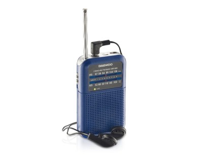 Daewoo DW1008 Radio Portatil AM/FM - Antena Telescopica y Sintonizacion Analogica Precisa - Altavoz Integrado - Salida Auriculares Jack 3.5mm - Compacto y Ligero para Uso Diario - Color Azul